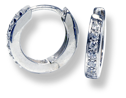 Baby Huggie Earrings 14k White Gold 12 CTW Diamonds Hinged Hoops 