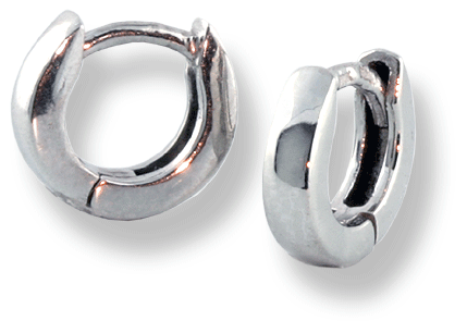 Small Round Hoop Earrings 10K White Gold Baby Huggies 10mm