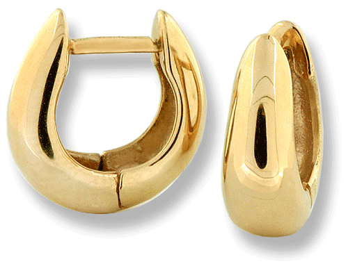 Classic Huggies U-Shaped Hinged Hoop Earrings 10k Yellow Gold